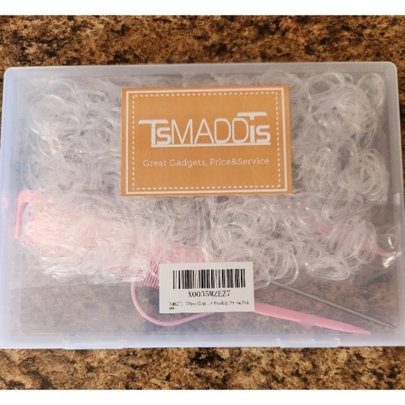 Na Accessories - 1000pcs Clear Small Rubber Elastics with Hair Loop Styling Tool Set